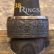COPPER Aztec Calendar Coin Ring 1 toz USA America Handmade SIZE 5-18 JEWELRY GSM picture