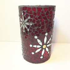 Stunning Longaberger Large Candle Holder - Falling Snow Hurricane Glass Pottery picture