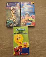 Vintage Kids VHS Lot Sesame Street Elmo Curious Buddies Really Wild Animals 1994 picture