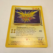 WOTC Pokémon TCG Zapdos 15/62 Fossil Holo Rare Unlimited 80 HP English 1999 picture