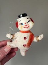 Vintage 1960s 70s Christmas Ornament Laughing Snowman Soft Plastic 4