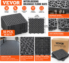 VEVOR 50Pc Interlocking Drainage Floor Mats 12x12 Gray Non-Slip Tiles 48 Sq Ft picture
