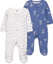 Carter's Child of Mine Baby Girl Sleep 'n Play 2-Pack Footed Pajamas NWT Newborn picture