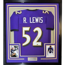 Framed Facsimile Autographed Ray Lewis 35x39 Purple Jersey picture