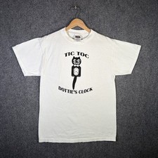 Vintage Cartoon Shirt Medium White 90s Kit Cat Clock Quote Abstract Art Obscure picture