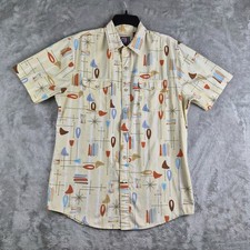 Vintage 1960s Fireflite Shirt Mens Medium Pearl Snap Atomic Geometric Rockabilly picture