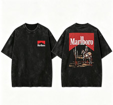 Vintage Washed Marlboro Cowboy Front Back Print Men T-shirt picture