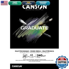 Canson Graduate Mix Media Glued Pad A3 20 Sheets Fine Black 240g picture