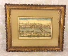 Antique 18th Century Hand Colored Etching of Maintz Germany Framed & Matted picture