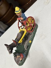 Antique Cast Iron Mechanical Coin Bank - Bad Accident Mule & Cart picture