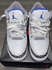 Jordan Air Jordan 3 Retro GS White Racer Blue Basketball Shoes US 4.5Y picture