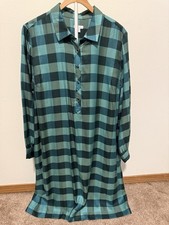 NWT J. Jill Women’s Tall Green/Black Plaid Long Sleeve Shirt Dress in XLT picture