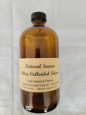 Natural Source Ultra Colloidal Silver 1000 PPM - 16 oz Glass Bottles (free ship) picture
