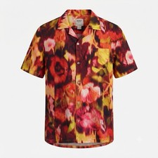 Massive Luxury Crinkle Floral Button Up Shirt Men’s Large NWT Short Sleeve picture