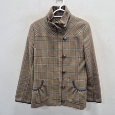 Dubarry of Ireland Bracken Women's Plaid Tweed Jacket Coat Stand Collar Uk 14 picture