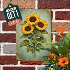 Rustic Turquoise Sunflower Tin Sign Shabby Chic Bedroom Decor Metal Plaque 8x12 picture