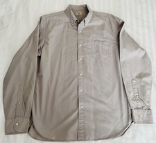 Vintage J. Crew 2-Ply 100% Cotton Button Down Shirt Men’s Large Grey Beige picture