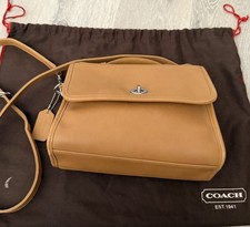 VTG Coach 9870 Court Bag Camel Tan Leather Silver Hardware Pristine used 1x Dust picture
