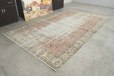 6x10 Turkish Antique Large Wool Rug Hand-Knotted Neutral Vintage Oushak Rug,366 picture