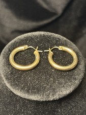 Vintage 14k Solid Gold Stamped Tube Hoop Earrings picture