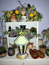 MacKenzie-Childs Hanging Metal Bird House Lantern Style Green Polka Dot Striped picture