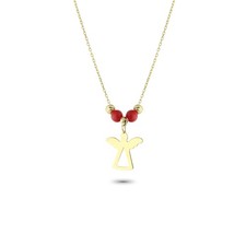 Glorria 14k Solid Gold Colored Stone Angel Necklace picture