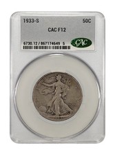 1933-S 50c Walking Liberty Half Dollar CACG F12 picture