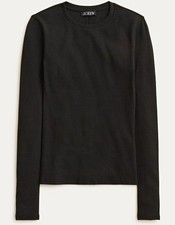 NWT J Crew Perfect rib long-sleeve T-shirt (Black) Size M picture