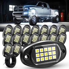 16 Pods Pure White LED Underbody Rock Lights Kits for Offroad Trucks SUV UTV RZR picture