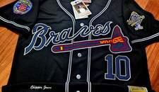 NEW RARE C ATLANTA BRAVES Chipper Jones #10 Stitched Dual Patch STITCHED Jersey picture