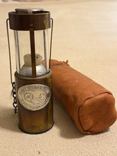 Early Winters Ltd Vintage Brass Mining Safety Lamp Lantern w/ Leather Case picture