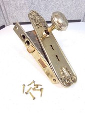 Antique/Vintage Sargent Co. Brass Mortise Lock Set with Back, And 2 Door Knobs picture