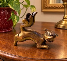 BEAUTIFUL ANTIQUE 18TH CENTURY CHINESE FOO DOG ETCHED BRONZE FIGURINE picture