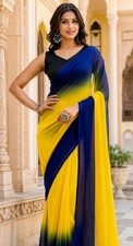 Ready to Wear Soft Georgette Saree Bollywood Designer Indian Ethnic Sari Blouse picture