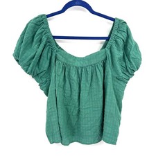 NEW peasant top puff sleeve boho chic cottagecore fairycore prairie textured L picture