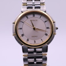 Seiko Dolce 8N41-6160 Quartz Two-Tone White Dial Men's Watch New Battery 17cm picture