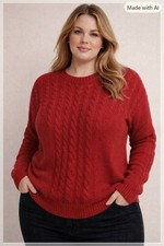 WOMEN'S CABLEKNIT PULLOVER SWEATER - 2X - MADEMOISELLE picture