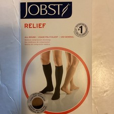 Jobst Relief Compression Stockings Knee High 20-30 mmHg Sz Medium Open Toe Beige picture
