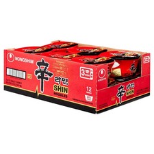 Nongshim Shin Ramyun Spicy Beef Ramen Noodle Soup Bowl, 3.03oz X 12 Count, Shelf picture