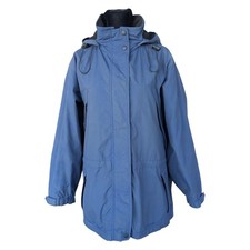 Vintage Eddie Bauer Navy Nylon Parka Jacket Womens Detachable Hood Sz PM picture
