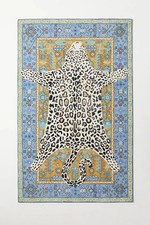 Octavia Leopard Blue & Gold Modern Hand-Tufted 100% Wool Area Rug Carpet picture