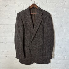 Vintage Harris Tweed Blazer Mens 38 Light Brown Sport Jacket Brown Buttons picture