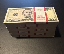 100 ($5 Bills) -Uncirculated Five Dollar Bills with BEP Strap - (Sequential) picture