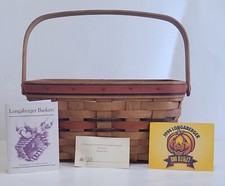 1994 Longaberger Fall Halloween Orange & Black  Handle Basket With Liner  picture