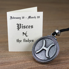 Pisces Zodiac Pendant Astrology Horoscope Pewter Jewelry Necklace Talisman picture