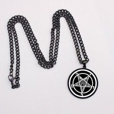 Stainless Steel Sigil of Baphomet Pentagram Necklace 24 Inch Link Chain 3 Colors picture