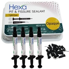 Hexa Dental Pit Fissure Sealant Light Cure Resin Fluoride Release 4 Syringe Kit picture