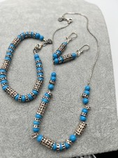 RARE Vintage Megiddo Israeli 925 Jewelry Set Necklace Earrings Bracelet Matching picture