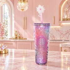 Starbucks Wicked Glinda Upland Pink Prism Cold Cup Tumbler 24oz NWT picture