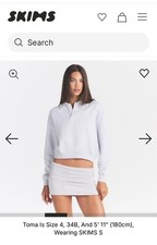 Skims Cotton Fleece Polo Sweatshirt Size M Light Heather Gray picture